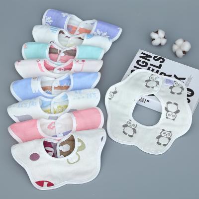 China Belly Strap Washable Pure Infant Gauze Cotton Petal Bib Baby Saliva Rotating Waterproof Towel for sale