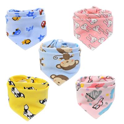 China 100% Antibacterial Cotton Baby Saliva Triangle Bandage For Newborns With Snap Double Button Bib Waterproof Baby Bib for sale