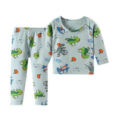 China Children's Breathable 100% Cotton Underwear Set Boys And Girls Pajama Johns Two-Piece Baby Home Wear Along for sale