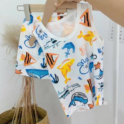 China Wholesale Casual Summer Children's Vest Set Cotton Boys And Girls Sleeveless Summer Shorts Two Piece Set Vest Boys Dress for sale