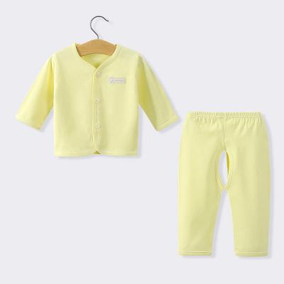 China Europe and America children's baby spring and autumn cotton basing newborn home service baby two-piece clothes for sale