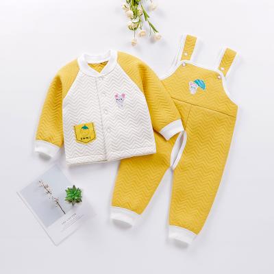 China Breathable Baby Suit Infant Warm Cotton Padded Crossover Jacket and Two Piece Coveralls Suit for sale