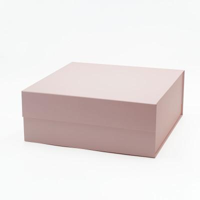 China Recyclable Big Square Bulk Pink Cardboard Folding Gift Box Packaging With Magnetic Lid for sale