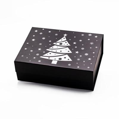 China Wholesale Materials Recycled Luxury Custom Printed Christmas Eve Black Gift Hamper Boxes for sale