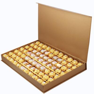 China Recyclable Classic Gold Chocolate Gift Package Candy Paper Packaging Clamshell Box for sale