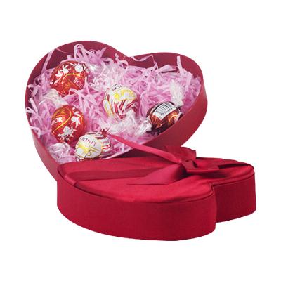 China Recycled Materials Valentine's Day Red Heart Shaped Wedding Chocolate Gift Packaging Box With Paper Filler for sale