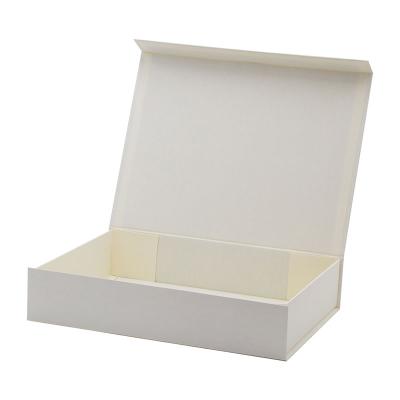 China Recycled Materials Customize A4 Color Luxury Ivory Shallow Magnetic Flap Narrow Gift Box Packaging for sale