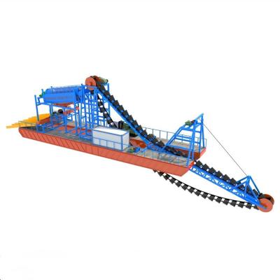 China Small Gold Mining Reduction Equipment Hydraulic Chain Gold Dredging Excavating Gold Dredger for sale