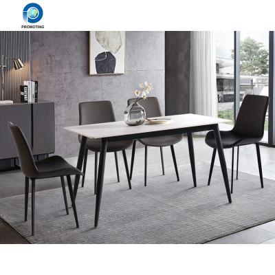 China Factory Wholesale Popular Modern Mental Frame Marble 4 Chair Dining Table Set for sale