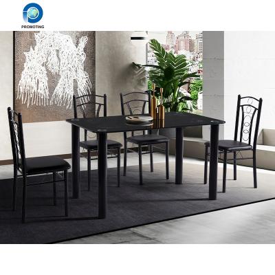 China Hot Selling Convertible Modern Style Dining Room Furniture 4 Chair Dining Table Mental Marble Table Sets for sale