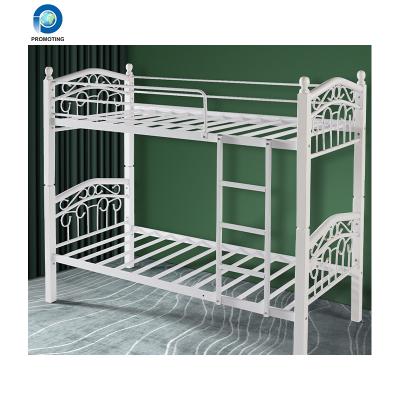 China Easy To Install New Design Popular America Style Double Decker Metal Frame Dormitory Beds Black Twin Bunk Bed for sale