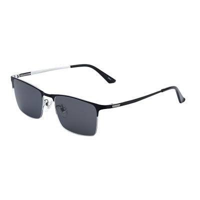 China Concise Fashion Sunglasses Design Half Rim Rectangle Thin Temple Trendy Clip On Titanium Half Sunglasses for sale