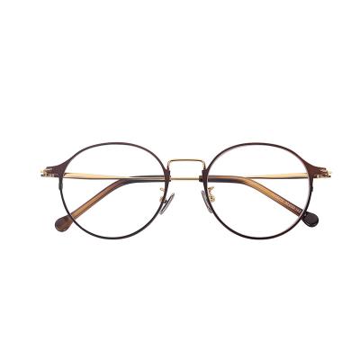 China Fashion Popular Original Round Frames Gold Brown Metal Glasses Frame For Men And Women for sale