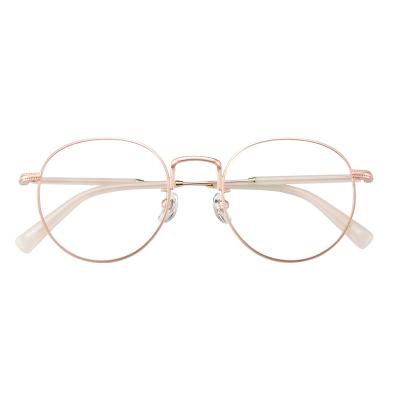 China Wholesale Popular Rose Gold Slim Metal Glasses Frames Round Optical Eyewear for sale