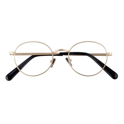 China Popular Retro Round Metal Anti-blue Light Glasses Frame Men Women Fashion Computer Eye Optical Glasses for sale