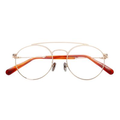 China Popular fashion retro double bridge metal glass optical myopia glass frame for sale