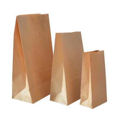 China Recyclable Custom Takeaway Food Packaging Square Bottom Greaseproof Brown Paper Bags With No Handle for sale