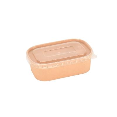 China Disposable Brown Organic Kraft Paper Rectangular Salad Rice Take Out Paper Bowl for sale