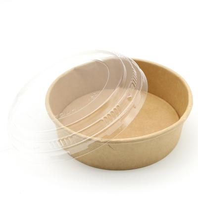 China Disposable Packaging Food Container Kraft Paper Round Salad Bowl for sale