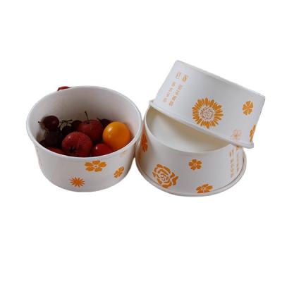 China Disposable Bespoke Disposable Salad Packing Bowl White Paper Container for sale