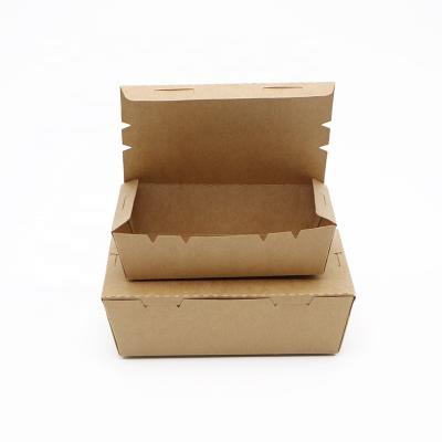 China Wholesale Disposable Brown Food Packaging Craft Cardboard Biodegradable Kraft Paper Lunch Box for sale