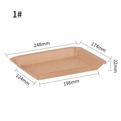 China Eco Friendly Disposable Brown Paper Fruit Meat Packaging Disposable Fast Food Dish For Supermarket for sale