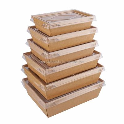 China Recyclable Paper Food Take Out Packaging Tray With Lid One Plastic Compartment Take Out Box for sale