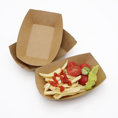 China Fried French Fries Hot Dog Food Packaging Waterproof Paper Tray Takeout Containers for sale