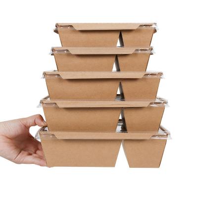 China Disposable 2 Compartment Take Out Fast Food Packaging Paper Boxes for sale