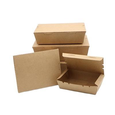 China Disposable Custom Disposable Kraft Paper Container Take Away Food Lunch Boxes Folding for sale