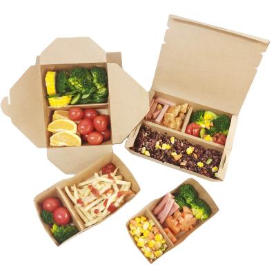 China Disposable Lunch Box Paper Packing Box Disposable Container Takeaway Multi Compartment Meal Prep Container for sale