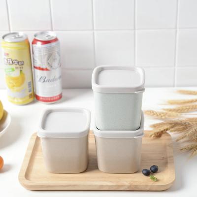 China No Wheat Straw Grain Creative Moisture Proof Eco-Friendly Storage Bin With Cover Plastic Lunch Bento Box for sale