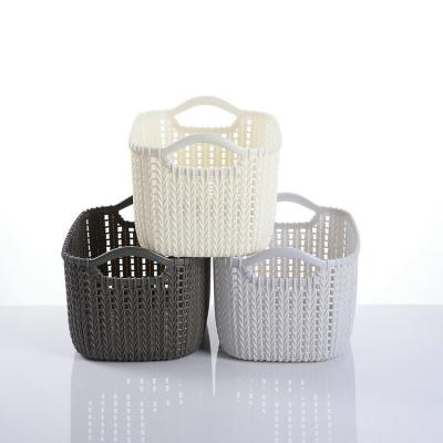 China No Dirty Storage Box Plastic Hollow Underwear Storage Laundry Hamper Makeup Hand Basket Storage Basket for sale