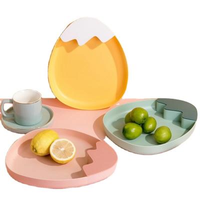 China Cute Fashion Style Egg Shape Fruit Salad Bowl Dish Stocked Tray Colorful Dinnerware for sale