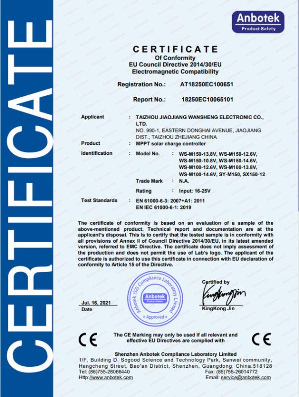 CE - Taizhou Jiaojiang Wansheng Electronic Co., Ltd.