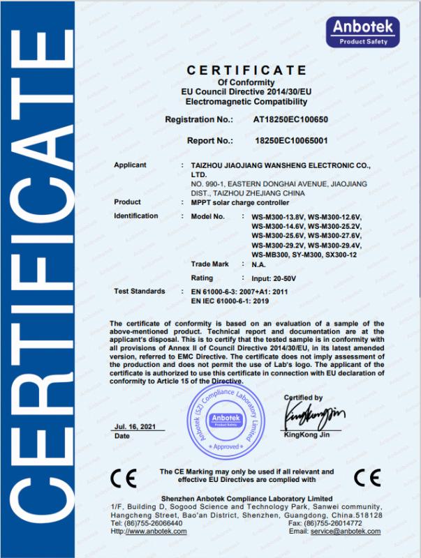 CE - Taizhou Jiaojiang Wansheng Electronic Co., Ltd.