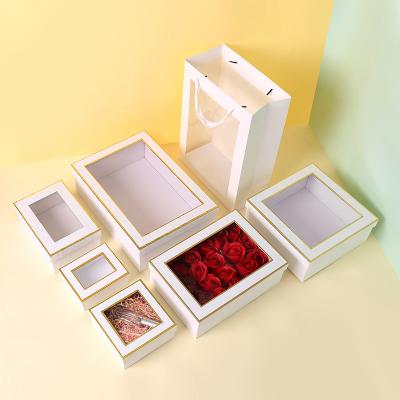 China Recycled Materials Sell Mother's Day Telescope And Box Window Mate Gift Box Wholesale Square Notched Valentine's Day Gift Box For Weeding for sale