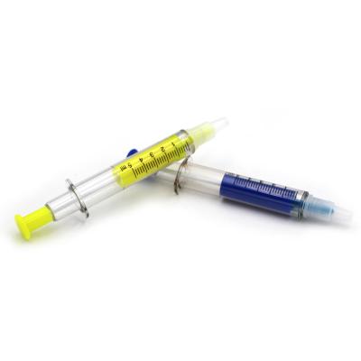 China Promotional Markers & Promotional Colorful Syringe Big Highlight Bars 2 in 1 One Main Highlighter Ball Pen Injection Highlighter Bar Ball Pen for sale