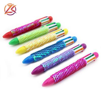 China office & School Pen 6 Color Plush Sequin Promotion Plastic Ball Pen for sale