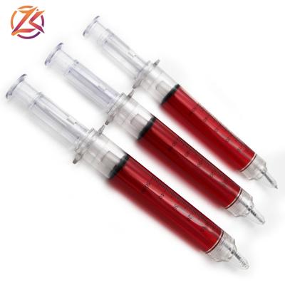 China office & School Pen China Novelty Design Plastic Cheap Syringe Shaped Liquid Ball Pen for sale