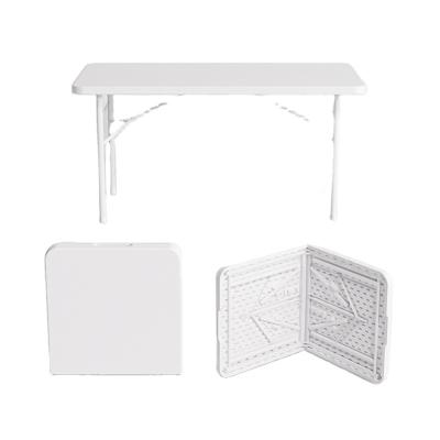 China Cheap Outdoor Easy Take Suitcase Farmhouse Factory Picnic Camping Dining Table Plastic White Folding Leg Table On Sale for sale