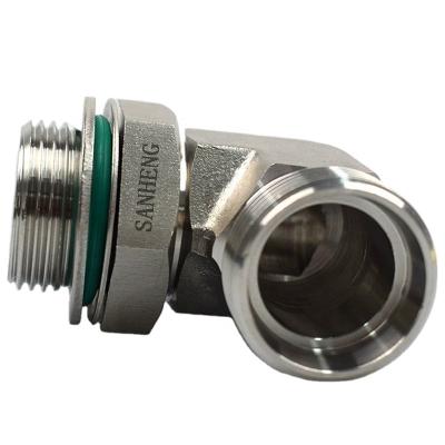 China 304 90 Stainless Steel Elbow BSP Male Thread Metric Adjustable Stud Ends Bite Type Tube Fittings Compression Connectors With O-Ring Sealing for sale