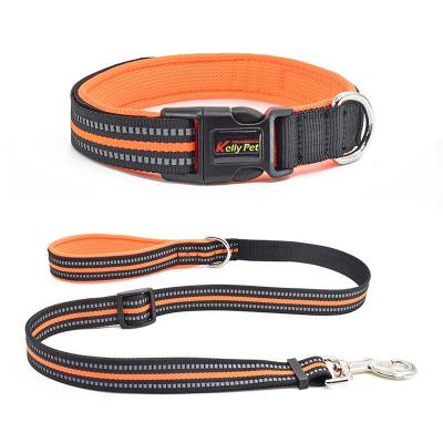 China Dropshipping Custom Customized Thoughtful Nylon Comfortable Breathable Retractable Night Walking Dog Pet Collars Leashes Set For Pet for sale