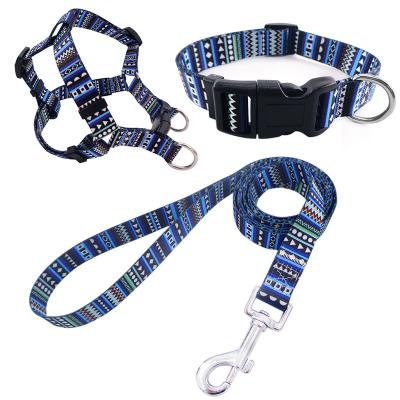 China Adjustable Custom Made Set is Nylon Stocked Dog Collar Harness and Leash Best Warm Comfortable Safe Outdoor Walk for sale