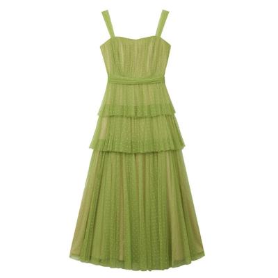 China Breathable Green Slim Cake Dress Sexy Suspender Skirt Ladies Dress for sale