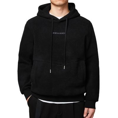 China Hooded Anti-Pilling Men's Sweater Suede Letter Embroidered Men's Sweater for sale