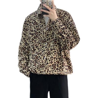 China Street casual shirt jacket retro style leopard print long-sleeved shirt hip-hop smart casual lazy male loose couples for sale