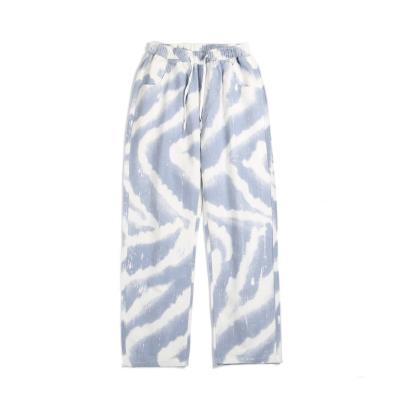 China Fashion Men's Polyester/Cotton Tie Dye Jeans Men's Elastic Waist Wide Leg Pants for sale