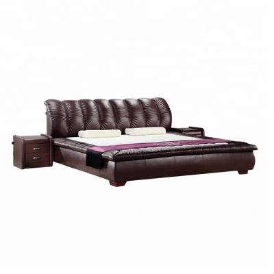 China Luxury Solid Wood Bedroom Furniture Set Leather Bed Base Hotel Use Bed Set for sale