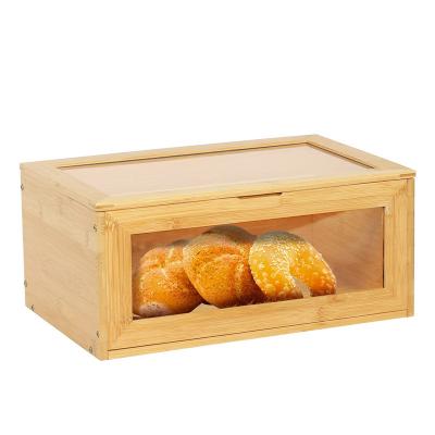 China Bamboo Wooden Food Storage Rack Food Bread Dessert Cake Storage Bins Sustainable Organizer with Handles Display for Bakery Shop Cafes for sale